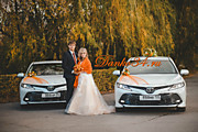 Супер-кортеж из новеньких Toyota Camry и эффектное оформление для свадебных машин в оранжевом цвете. Шикарные свадебные украшения для машин в любом цвете в наличии!!!